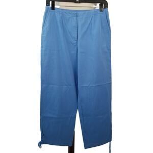 Talbots Blue Pants Side Pockets Stretch Tie Ankle Excellent Size 8